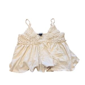 Womens American Eagle Crochet Cami Top Boho Cream White Festival Size Small